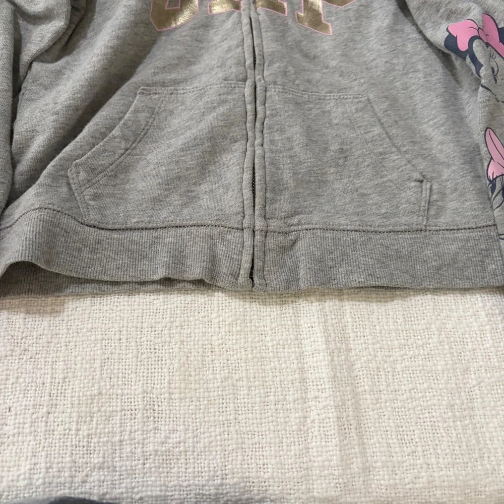 Gap Disney Minnie Mouse Girls Gray Zip Up Hoodie Sweatshirt Size 5T Gold Bow
